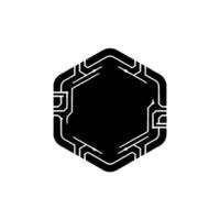 Futuristic Black Hexagon Interface Element With Glowing Details vector
