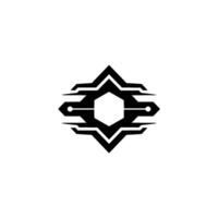 Modern Tech Geometric Black and White Symbol on Gray Background vector