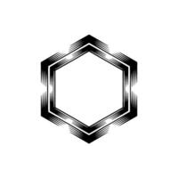 Geometric Hexagon Frame With Brushstroke Effect in Black and White vector