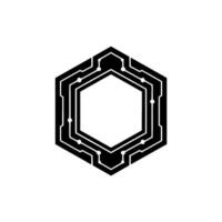 Futuristic Hexagon With Circuitry Elements, Technology vector