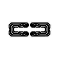 Futuristic Circuit Board Cc Monogram on White vector