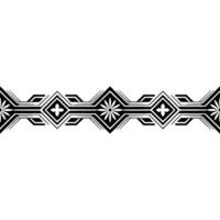 Geometric Floral Border Pattern in Black and White vector