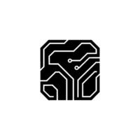 Minimalist Black Circuit Board on White Background vector