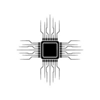 Minimalist Cpu Chip Technology, Processing, Data, Digital vector