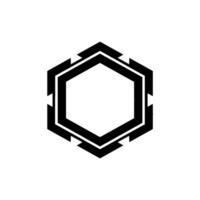 Abstract Geometric Hexagon in Black and White vector