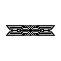 Tech Ribbon Element Black Geometric Circuit Board vector