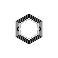 Techy Hexagon Circuit Board , Minimalist Black White Style vector