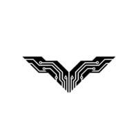 Tech Abstract Circuit Board Wing on White Background vector