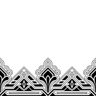 Elegant Art Deco Border Black and White Symmetry, Geometric Shapes