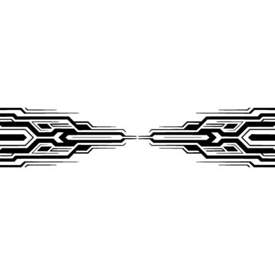 Futuristic Circuitry Border Minimalist Black Lines on White