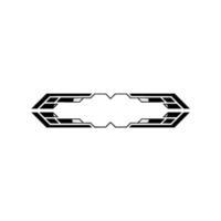 Geometric Tech Frame Element, Black and Silver vector