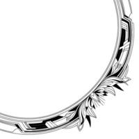 Art Deco Floral Frame Element Minimalist , Black White vector