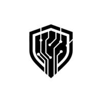 Tech Shield Cyber Security Data Protection Concept vector