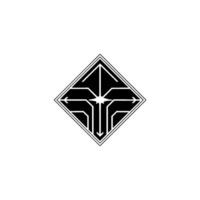 Geometric Black Diamond Tech With Flare on White Background vector