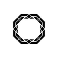 Geometric Frame Black Deco Octagon on White Background vector