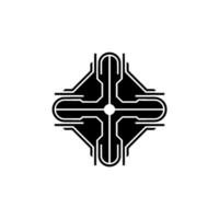 Abstract Tech Geometric Cross Element on Light Gray Background vector