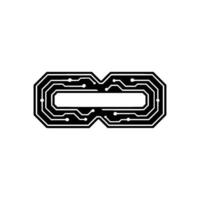 Infinity Circuit Minimalist Tech on White Background vector