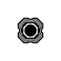 Tech Abstract Geometric Black Symbol on White Background vector