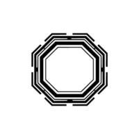 Geometric Octagon Element, Minimalist Black and White, Techy Aesthetic vector