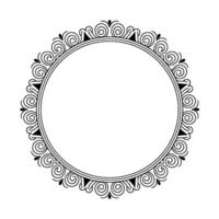 Elegant Black and White Circular Frame With Floral Scrollwork Blank Space vector
