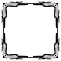 Futuristic Geometric Border Frame, Tech Element, Black White vector