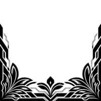 Elegant Floral Frame in Modern Black and White Art Deco Style vector