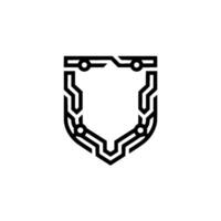 Cyber Shield Tech Security , Geometric Lines, Minimalist vector