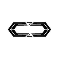 Futuristic Tech Frame Black Geometric Element on White Background vector