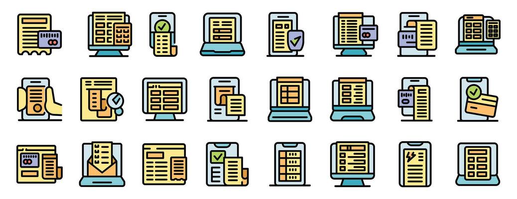 Diverse collection of digital finance and document icons