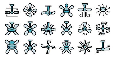 Ceiling fans cooling and circulating air in various designs vector