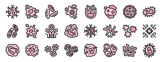 Microbe icons showing bacteria, viruses, and germs spreading infection vector