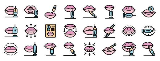 Lip augmentation procedure injecting filler enhancing lips shape and volume vector