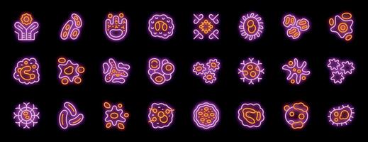 Neon protists icons representing diverse single celled eukaryotic organisms vector