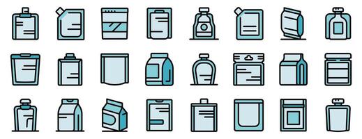 Different packaging types for various products showing pouches, bottles, and cartons vector
