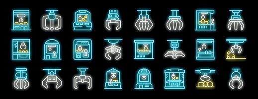 Claw crane machines and robotic arms catching prizes in arcade games vector