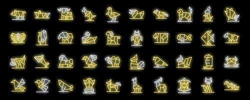 Origami animals creating a stunning visual display with neon lights vector