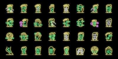 Reflexology icons set, acupressure points on feet and hands, massaging and stimulating specific areas for healing and wellness vector