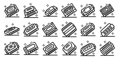 Harmonica icons set. Ram memory modules, enhancing computing performance with modern technology vector