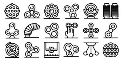 Fidget icons set. Fidget toys, pop it and simple dimple relaxing anti stress toys for children and adults promoting concentration and focus vector