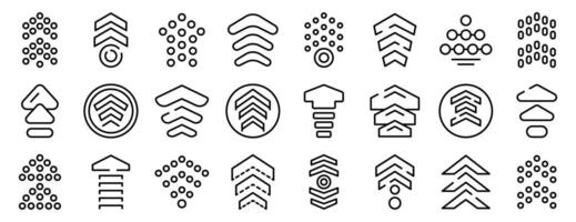 Swipe up stories arrows icons set. Collection of upward arrow icons representing growth and progress vector