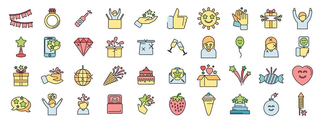 Celebrating special occasions with festive icons, gifts, party favors, and joyful expressions