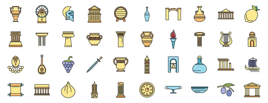 Ancient greece icons representing history, mythology and culture
