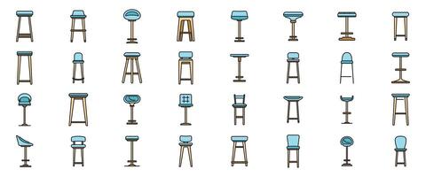 Diverse collection of stylish bar stools in art vector