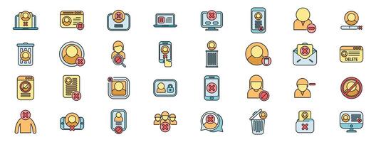 Removing user accounts, deleting profiles, and blocking access on various devices vector