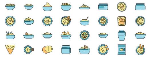 Hummus variations displaying different toppings and containers vector