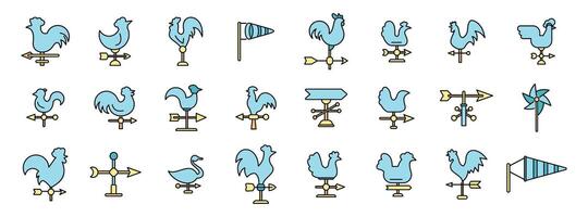Weather vane showing wind direction with rooster and different shapes vector