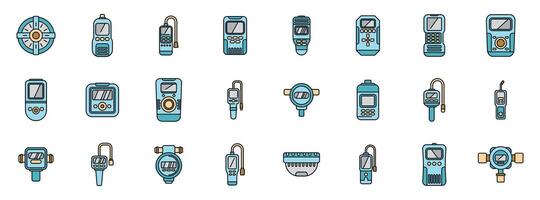 Gas detector icons showing different types of gas detection and measurement devices vector