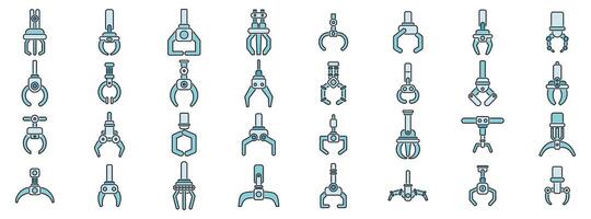 Various robotic claw designs displayed in a grid layout vector