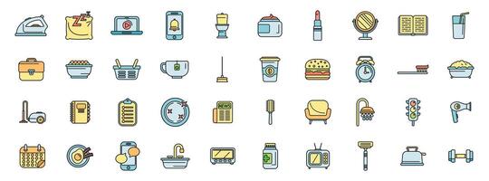 Daily routine icons representing common activities and objects vector