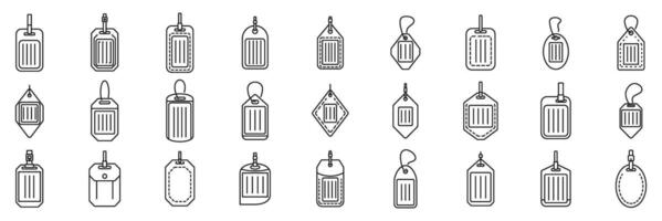 Luggage tag icons set. Collection of hanging tags representing various identification and labeling purposes vector